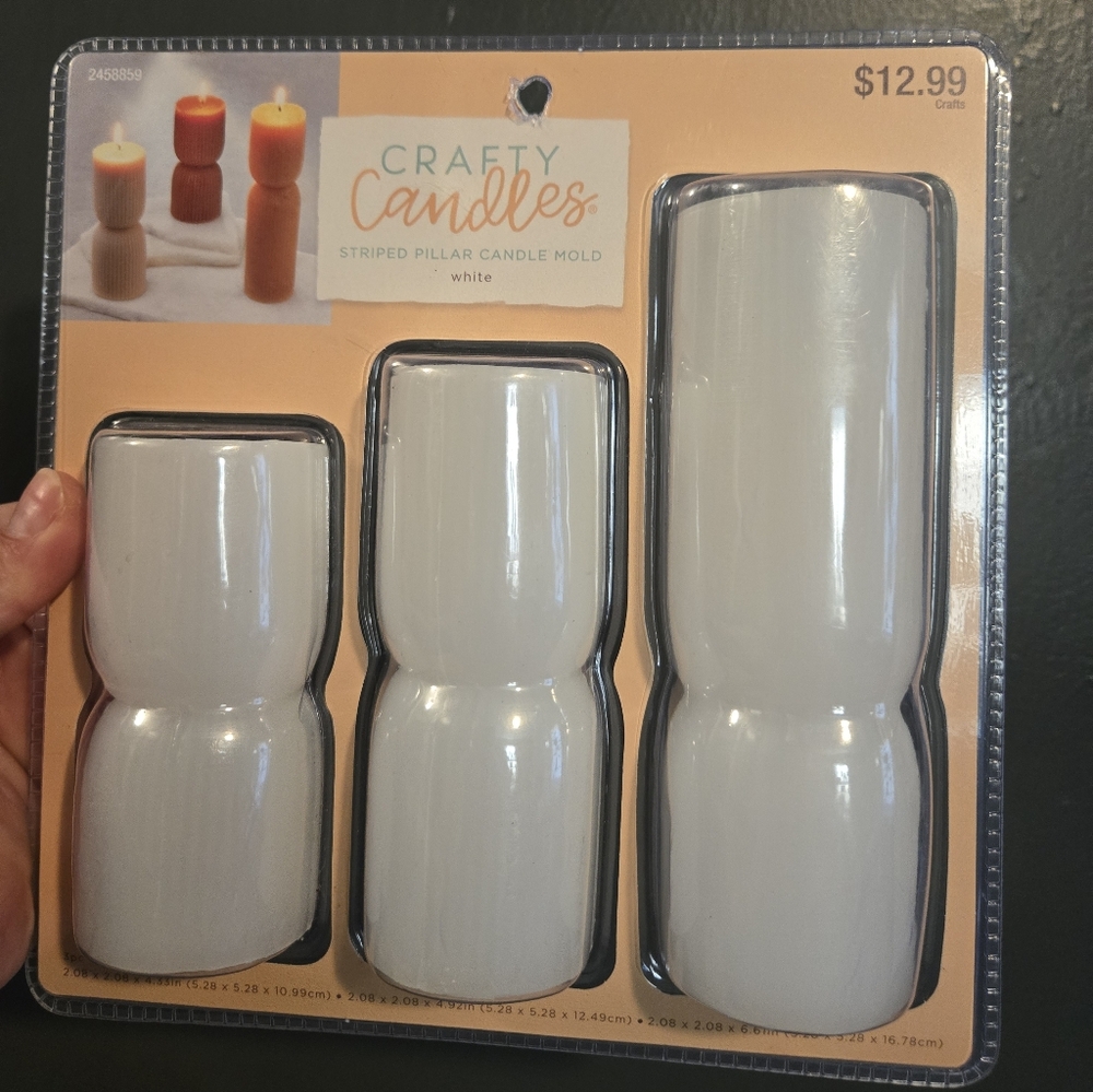 Crafty Candles Striped Pillar Candle Mold Set. Hob Lob NIP.
